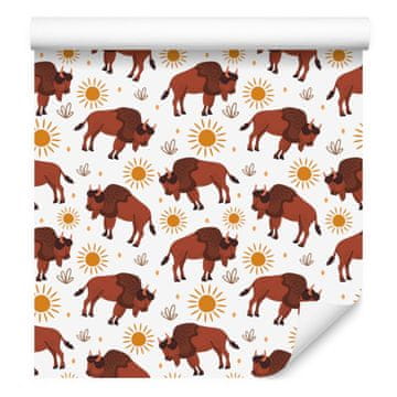 Buffalo tapeta bijela i narančasta za dnevni boravak i spavaću sobu 50x1000 cm