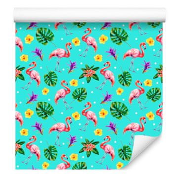 Tapeta Flamingos Mint i Celadon za dnevni boravak i spavaću sobu 50x1000 cm