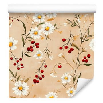 Tapeta Daisy krem, bež, zlatna i bijela za dnevni boravak i spavaću sobu 50x1000 cm