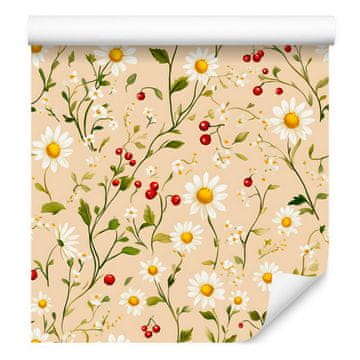Tapeta Daisy krem, bež i žuta za dnevni boravak i spavaću sobu 50x1000 cm