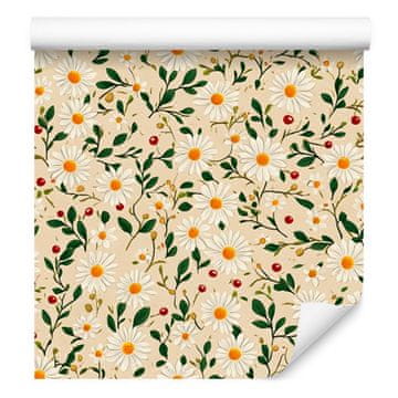 Tapeta Daisy krem, bež i smeđa za dnevni boravak i spavaću sobu 50x1000 cm