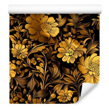 Tapeta zlatni hibiskus oker, meki oblici za dnevni boravak i spavaću sobu 50x1000