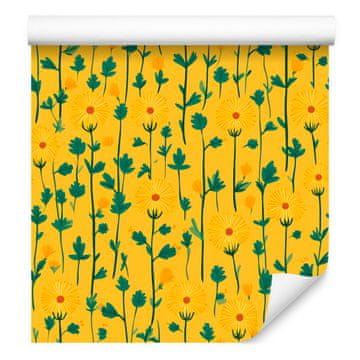 Tapeta s maslačkom u žuto-zlatnoj boji za dnevni boravak i spavaću sobu 50x1000 cm