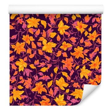 Tapeta s raskošnim cvjetnim uzorkom u bordo, crvenoj i šljivastoj boji 50x1000 cm