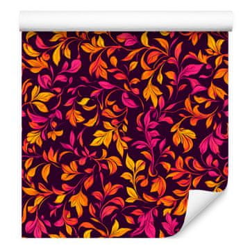 Tapeta s zamršenim cvjetnim uzorkom, bordo i crvena, 50x1000 cm