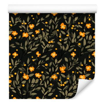 Tapeta Cottagecore Flowers, smeđa i crna, za dnevni boravak i spavaću sobu 50x1000 cm