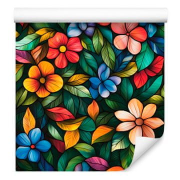 Tapeta Vitraj Cvijeće Morska i boca zelena 50x1000 cm