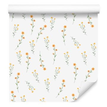 Tapeta s nježnim cvijećem, bijela i krem, za dnevni boravak i spavaću sobu, 50x1000 cm