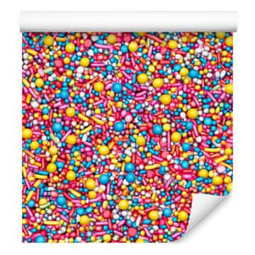 Tapeta s mrvicama za rođendan, crvena, ružičasta i ljubičasta, 50x1000 cm