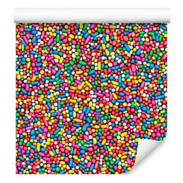 Tapeta s mrvicama za rođendan, crvena, ljubičasta i plava, 50x1000 cm