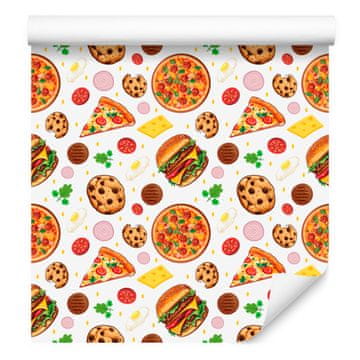 Tapeta za hranu bijelo-zlatna za dnevni boravak i spavaću sobu 50x1000 cm
