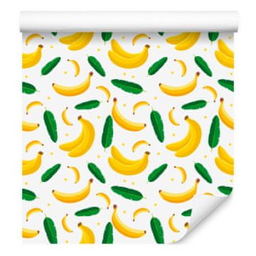 Tapeta s motivom banana, bijela i krem, za dnevni boravak i spavaću sobu 50x1000 cm