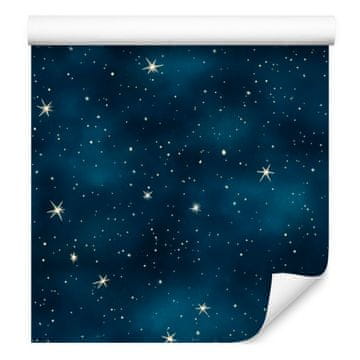 Tamnoplava i tirkizna tapeta Akvarelna galaksija, meki oblici 50x1000 cm