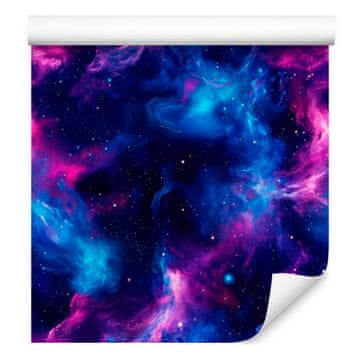 Tamnoplava tapeta Akvarel galaksija, skladan aranžman 50x1000 cm