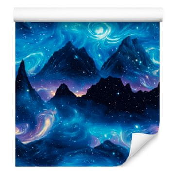 Plava akvarelna tapeta s galaksijom, skladan aranžman 50x1000 cm
