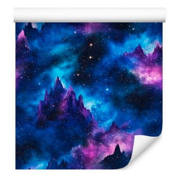 Plava akvarelna tapeta s galaksijom, fini detalji 50x1000 cm