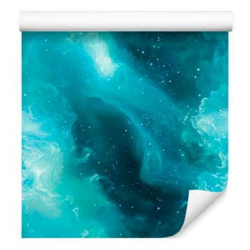 Fototapeta s akvarelnim motivom galaksije, tirkizna, celadon i menta 50x1000 cm