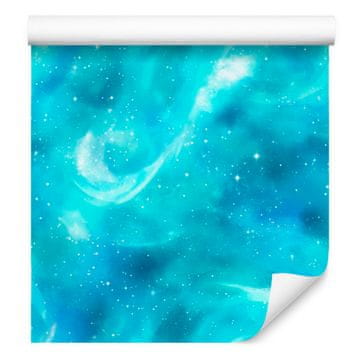 Fototapeta s akvarelnom galaksijom, tirkizna, celadon i azurna 50x1000 cm