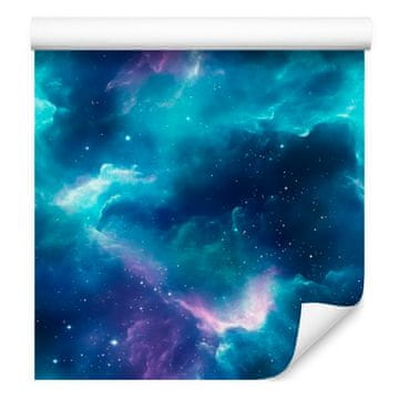 Akvarel Galaxy tapeta plava i tirkizna, plava pozadina 50x1000 cm