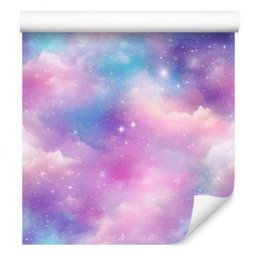 Akvarel Galaxy tapeta lavanda, ljubičasta, plava i azurna 50x1000 cm