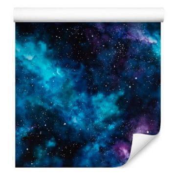 Tapeta s akvarelnom galaksijom, gore tamnoplava, dolje tamnoplava 50x1000 cm