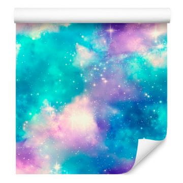 Fototapeta s akvarelnom galaksijom, tirkizna, plava i lavanda 50x1000 cm