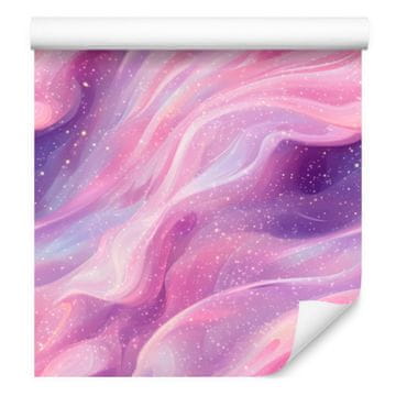 Akvarel Galaxy tapeta, puderasto ružičasta pozadina, lavanda u sredini, 50x1000 cm