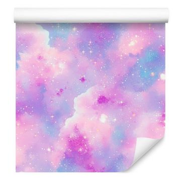 Akvarel Galaxy tapeta lavanda i plava, meki oblici 50x1000 cm