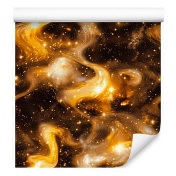Tapeta s akvarelnom galaksijom, hrđa, zlatna i oker, 50x1000 cm