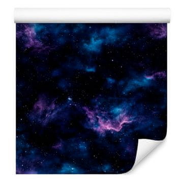 Tapeta s akvarelnim motivom galaksije, mornarsko plava, simetrični raspored 50x1000 cm