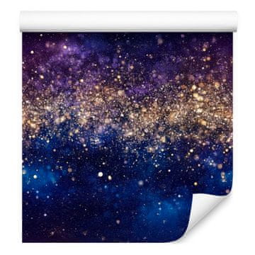 Fototapeta s akvarelnom galaksijom, tamnoplava, indigo i šljiva, 50x1000 cm
