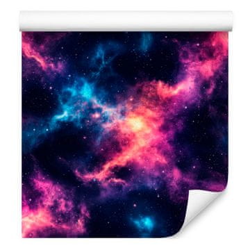 Fototapeta s akvarel galaksijom, mornarsko plava, indigo i ljubičasta, 50x1000 cm