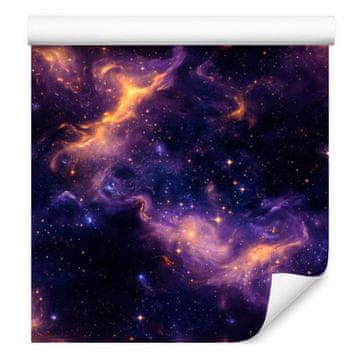 Fototapeta s akvarel galaksijom, mornarsko plava, indigo i ljubičasta, 50x1000 cm
