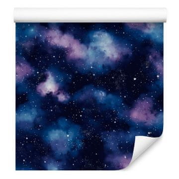 Akvarel Galaxy tapeta mornarsko plava i mornarsko plava, meki oblici 50x1000 cm