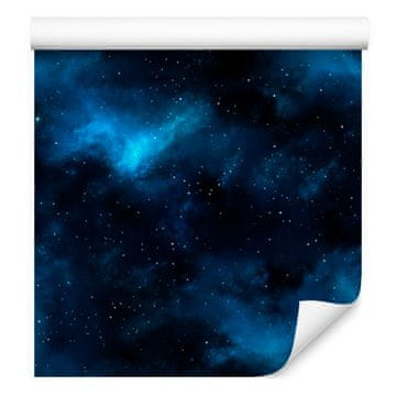Tapeta akvarel galaksije u mornarsko plavoj, crnoj, plavoj i azurnoj boji 50x1000 cm