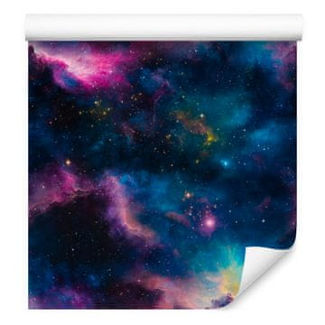 Fototapeta s akvarel galaksijom, mornarsko plava, indigo i ljubičasta, 50x1000 cm