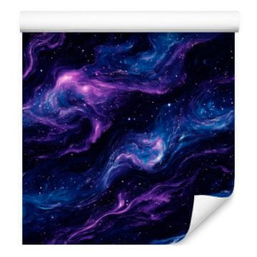 Fototapeta s akvarel galaksijom, mornarsko plava, crna i indigo, 50x1000 cm