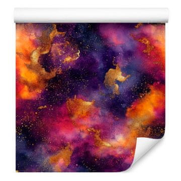Fototapeta s akvarelnom galaksijom, indigo, šljiva i crvena, 50x1000 cm