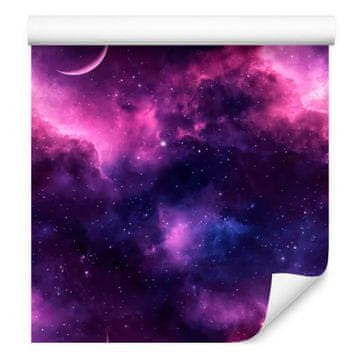 Tapeta akvarel Galaxy u indigo, ljubičastoj, šljiva i tamnoplavoj boji 50x1000 cm