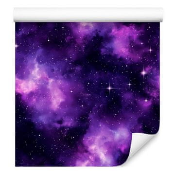 Fototapeta s akvarelnom galaksijom u indigo i ljubičastoj boji, indigo pozadina 50x1000 cm