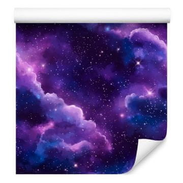 Fototapeta s akvarelnom galaksijom u indigo i ljubičastoj boji, ljubičasta pozadina 50x1000 cm