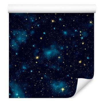 Fototapeta s akvarelnim uzorkom galaksije, mornarsko plava, tirkizna i smeđa, 50x1000 cm