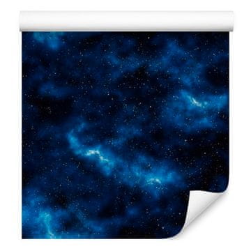 Akvarel tapeta Galaxy u mornarsko plavoj i plavoj boji, meki oblici 50x1000 cm
