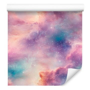 Akvarel Galaxy tapeta ljubičasta, koraljna i plava 50x1000 cm