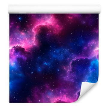 Fototapeta s akvarelnom galaksijom u ljubičastoj, tamnoplavoj i indigo boji 50x1000 cm