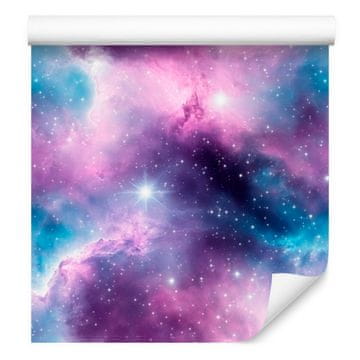 Fototapeta s akvarelnom galaksijom u ljubičastoj, plavoj, lavandinoj i azurnoj boji 50x1000 cm