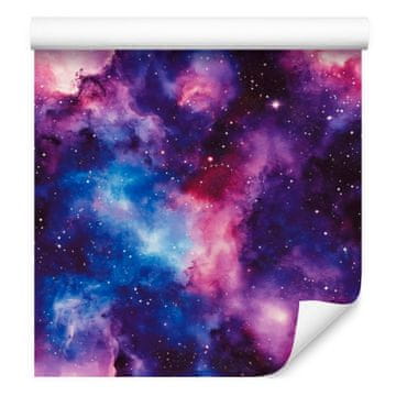 Fototapeta s akvarelnom galaksijom u ljubičastoj, plavoj, indigo i boji šljive 50x1000 cm