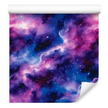 Fototapeta s akvarelnom galaksijom u ljubičastoj, plavoj, tamnoplavoj i indigo boji 50x1000 cm