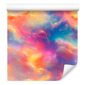 Fototapeta s akvarelnom galaksijom u ljubičastoj, plavoj i breskvastoj boji 50x1000 cm