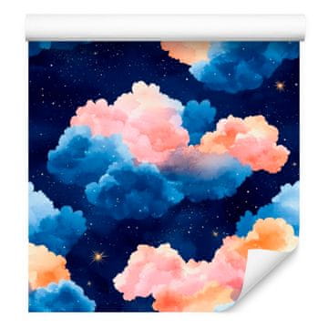 Tapeta akvarel galaksije, mornarsko plava i koraljna, 50x1000 cm